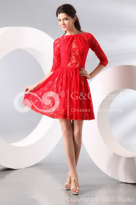 vestido-de-coctel-rojo-96-11 Crvena koktel haljina
