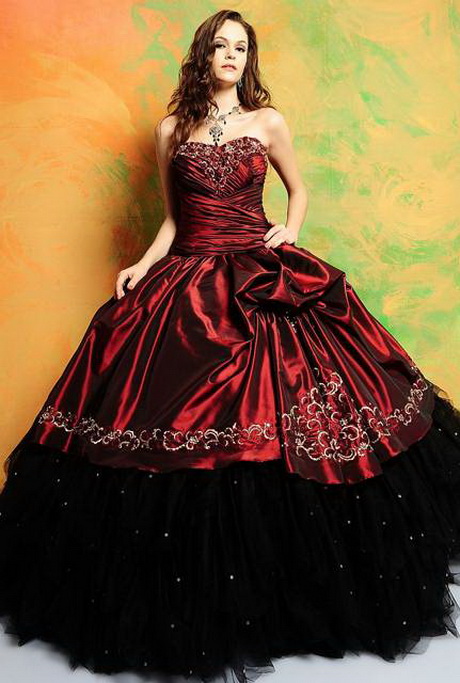 vestidos-de-15-aos-rojo-con-negro-56 15-godišnja crvena haljina s crnom