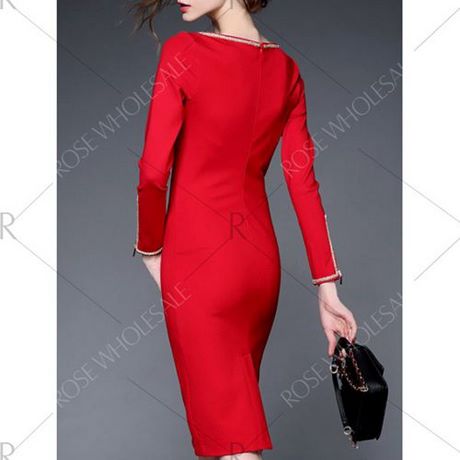 vestido-rojo-tubo-manga-larga-49_14 Crvena haljina s dugim rukavima