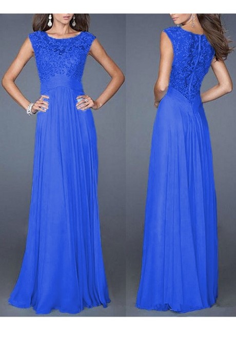 Duga plava haljina od čipke