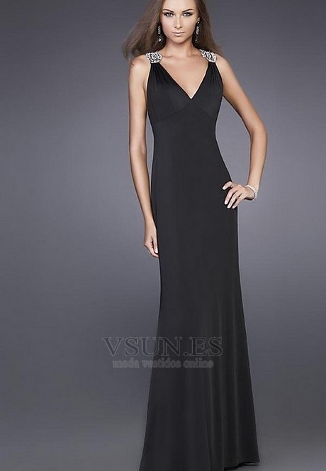vestido-largo-negro-sencillo-55_17 Jednostavna crna duga haljina