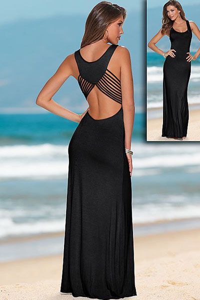 vestido-largo-negro-verano-50_6 Ljetna Crna duga haljina