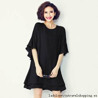 vestido-negro-cuello-camisa-80_16 Crna haljina ovratnik košulja