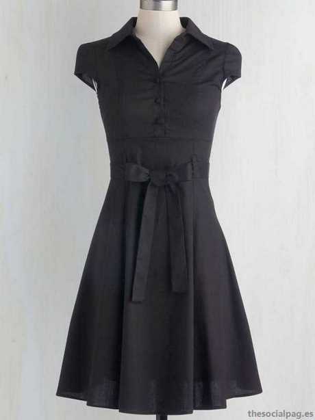 vestido-negro-cuello-camisa-80_7 Crna haljina ovratnik košulja