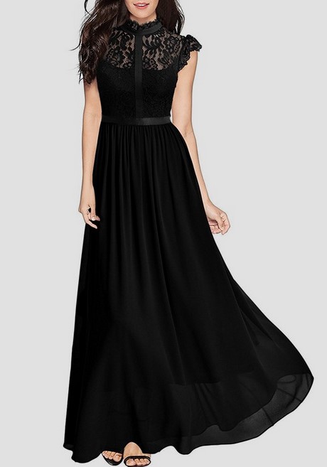 vestido-negro-de-encaje-largo-51_18 Crna duga haljina od čipke