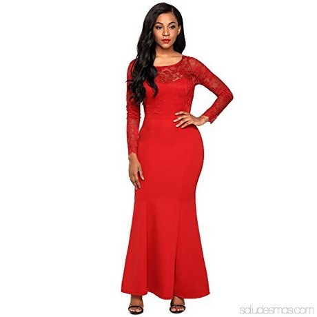 Crvena haljina od čipke s dugim rukavima