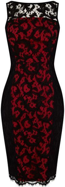 Crvena čipka haljina s crnom
