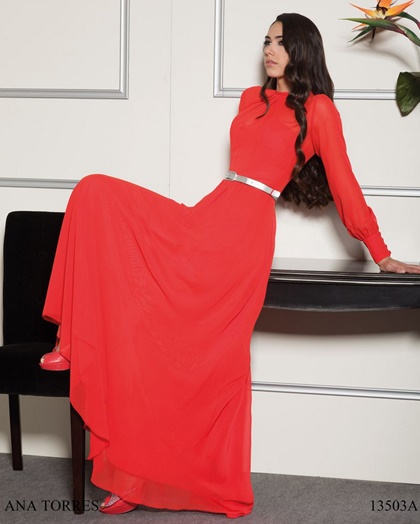 vestido-largo-rojo-manga-larga-37_13 Crvena duga haljina s dugim rukavima