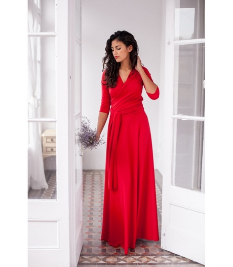 vestido-largo-rojo-manga-larga-37_17 Crvena duga haljina s dugim rukavima