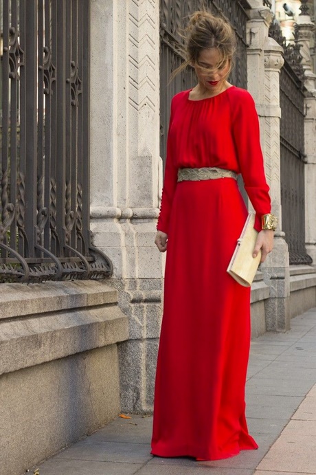 vestido-largo-rojo-manga-larga-37_18 Crvena duga haljina s dugim rukavima