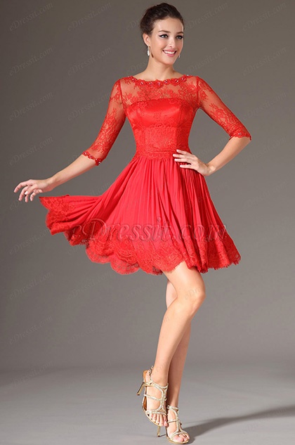 vestido-rojo-encaje-corto-65_10 Kratka Čipka crvena haljina