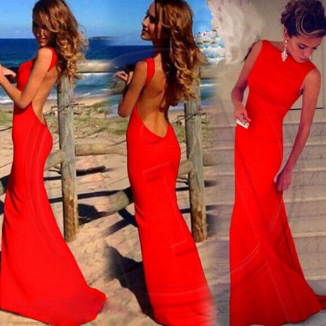 Crvena haljina s dekoltea na leđima