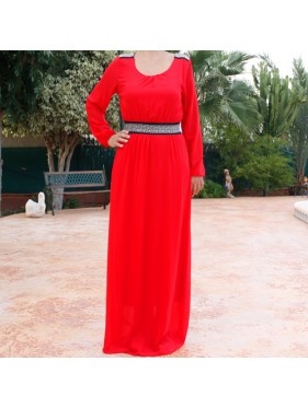 vestido-rojo-largo-manga-larga-06_14 Crvena haljina s dugim rukavima
