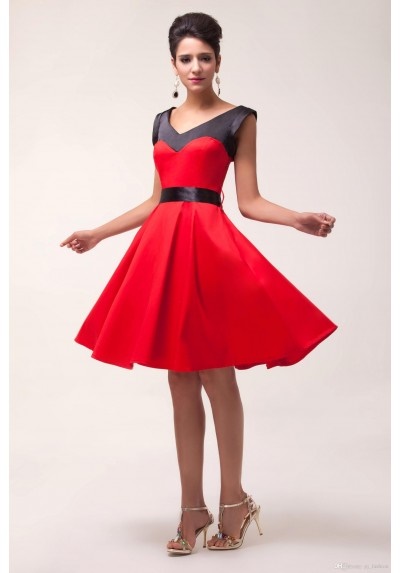 vestido-rojo-negro-40_6 Crna crvena haljina