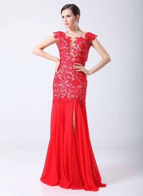 vestidos-de-encaje-rojos-largos-95_14 Duga crvena čipka haljina