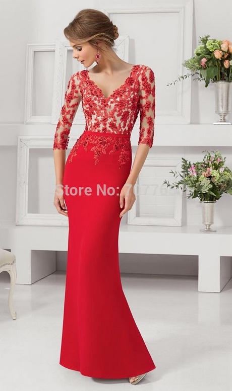 vestidos-de-encaje-rojos-largos-95_7 Duga crvena čipka haljina