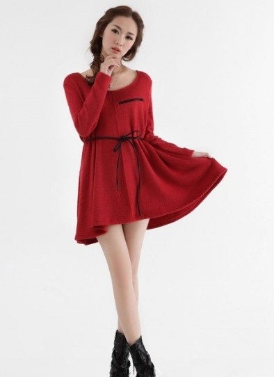 vestidos-rojos-con-manga-larga-10_16 Crvena haljina s dugim rukavima