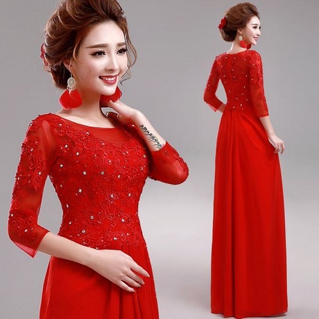 vestidos-rojos-largos-con-manga-28_16 Duge crvene haljine s rukavima