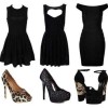 Kombinacija cipela s crnom haljinom