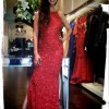 Duga crvena haljina od čipke