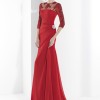 Crvena večernja haljina s rukavima